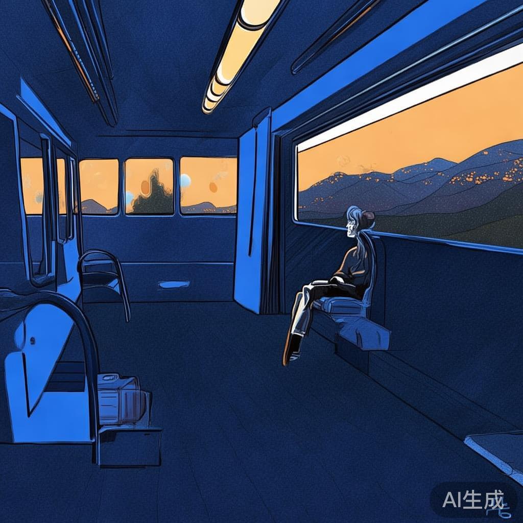 描绘春运归途中旅客在车厢内沉思的过渡场景
