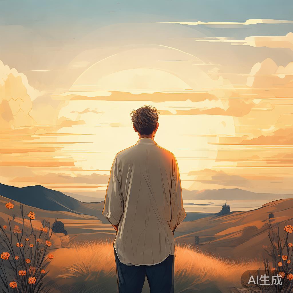 一个人在四十岁觉醒时刻的宁静反思场景