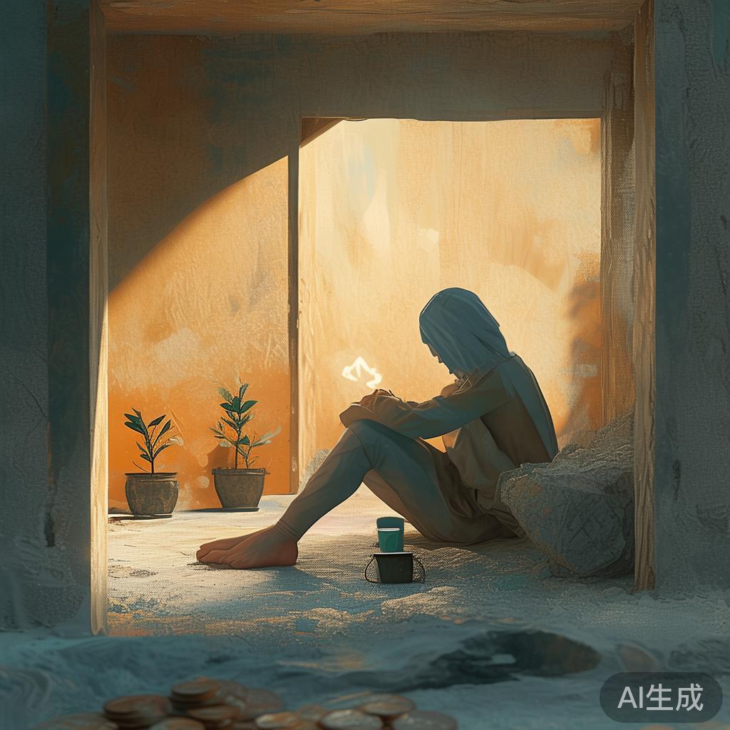 在金钱考验中修炼心性、找到内心平和的场景