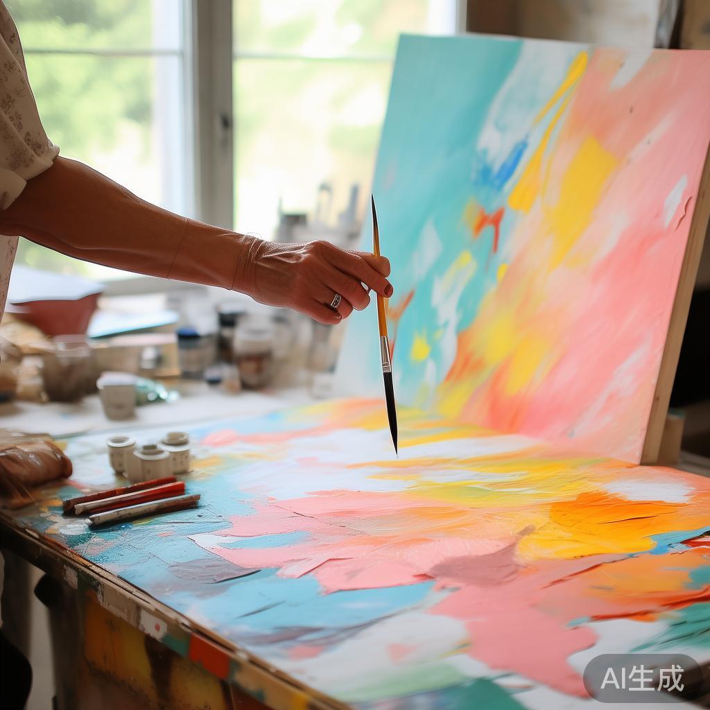 李阿姨在画室中创作、展现生命力量的场景