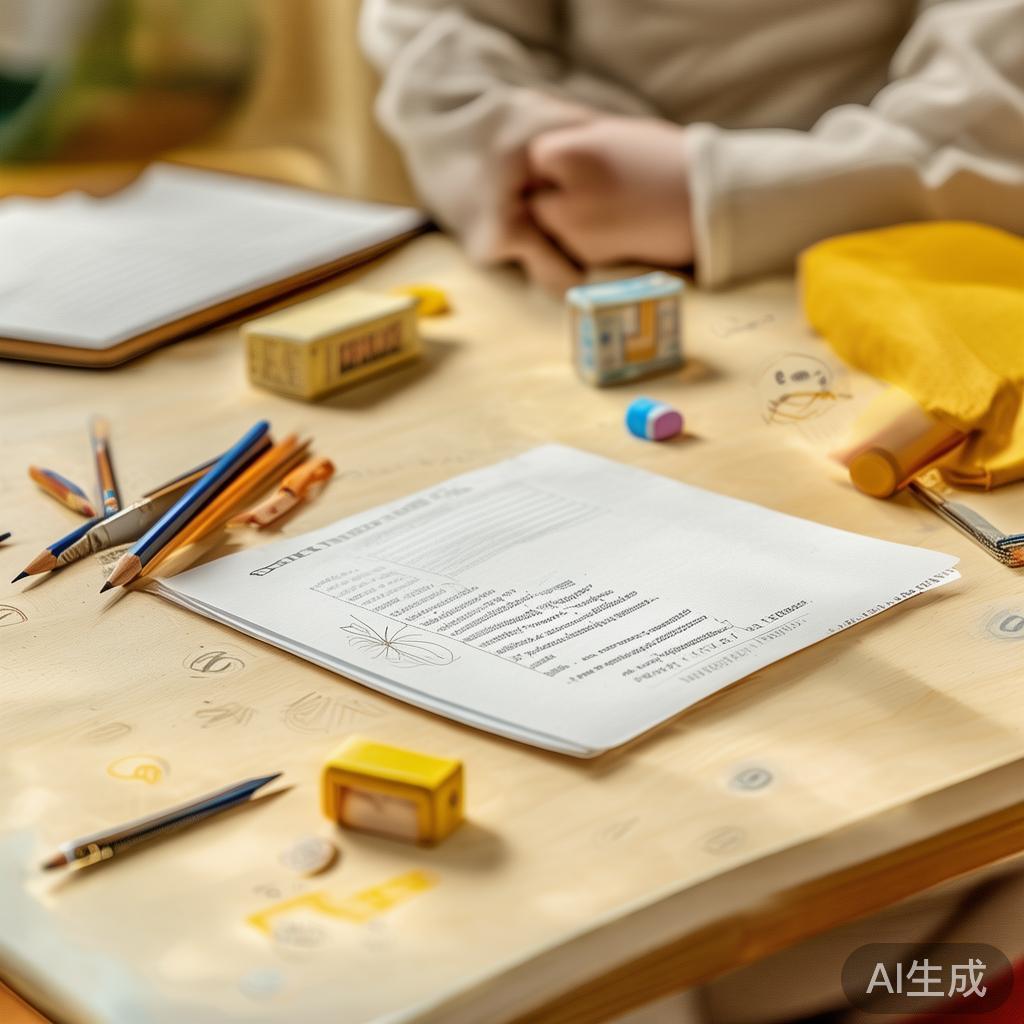 考试前文具整齐摆放但试卷空白的画面