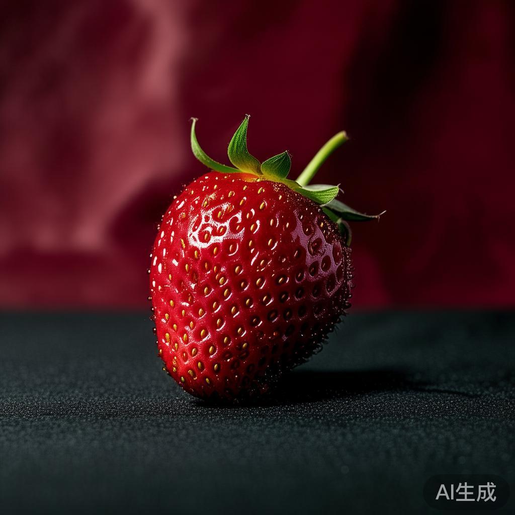 一颗象征诱惑的草莓与优雅蛇影的现代插画。