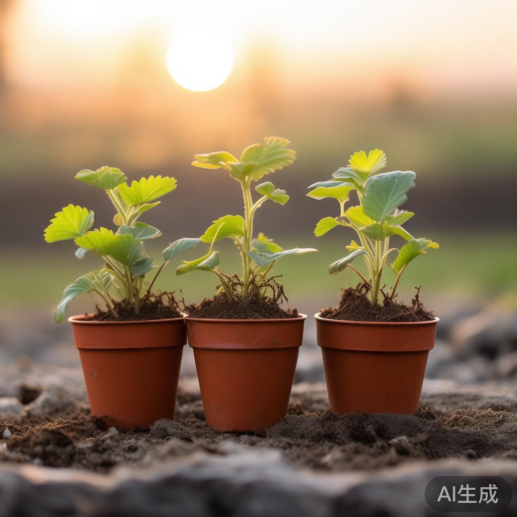 三株草莓苗中唯一存活的那株,象征希望与开端。