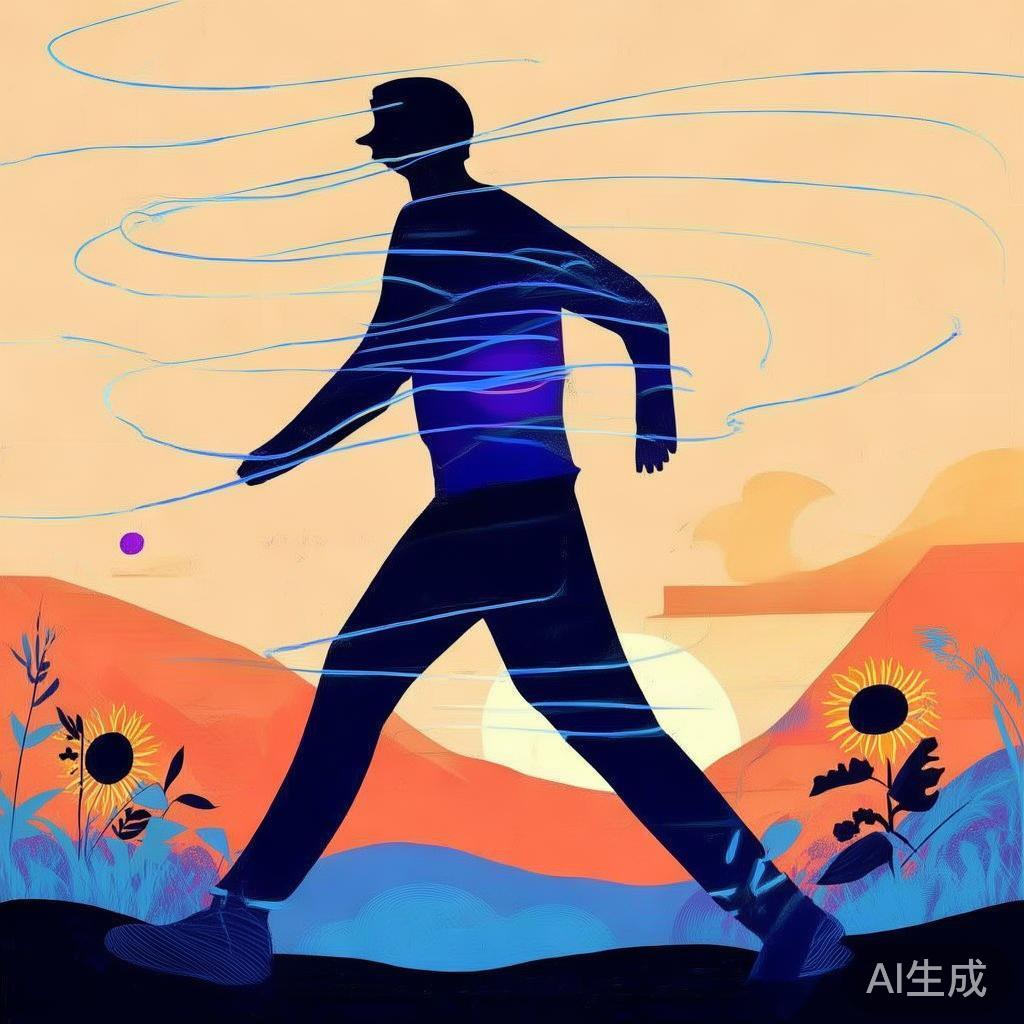 迎着阳光逆风前行的坚定身影