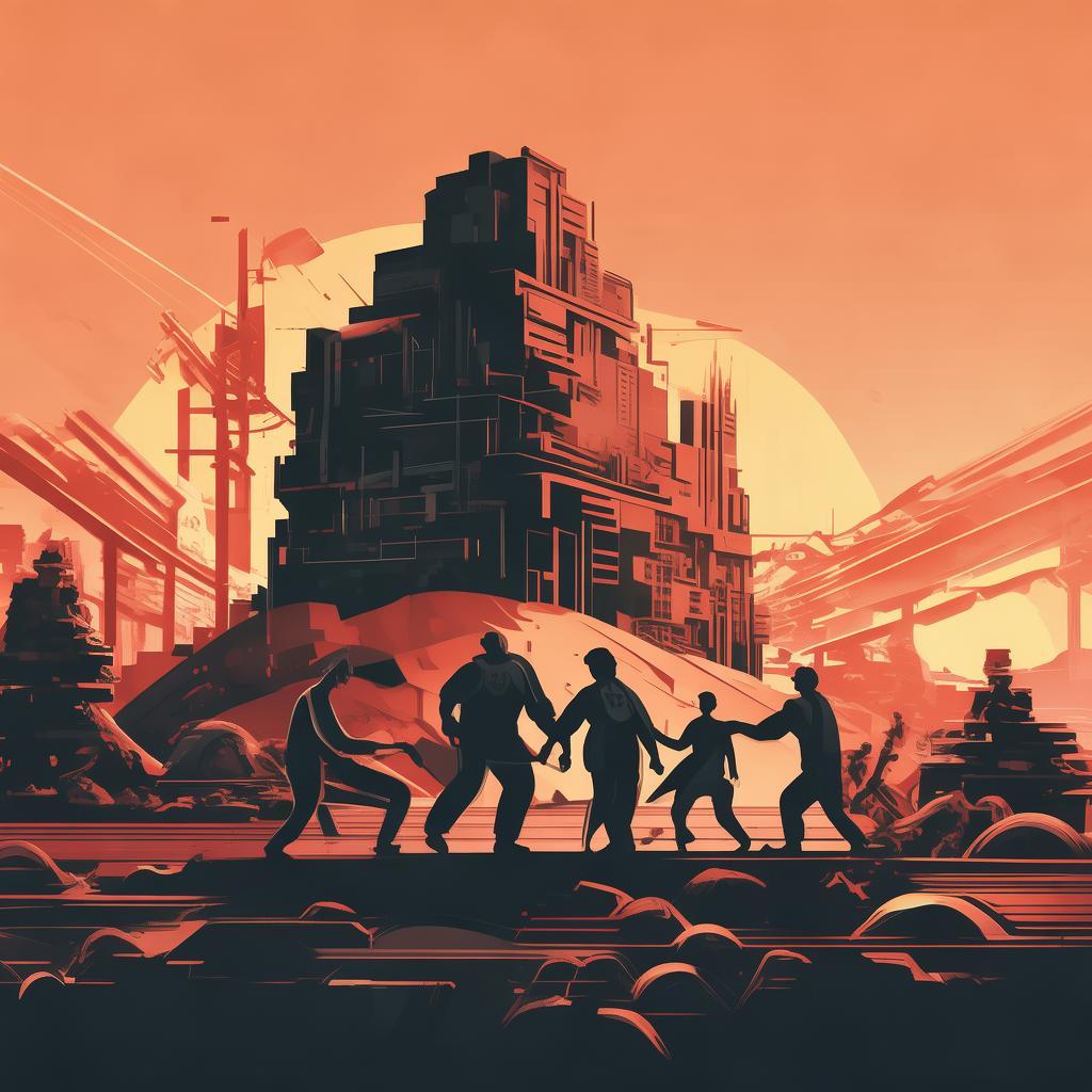 展现集体努力与坚韧精神的象征性场景