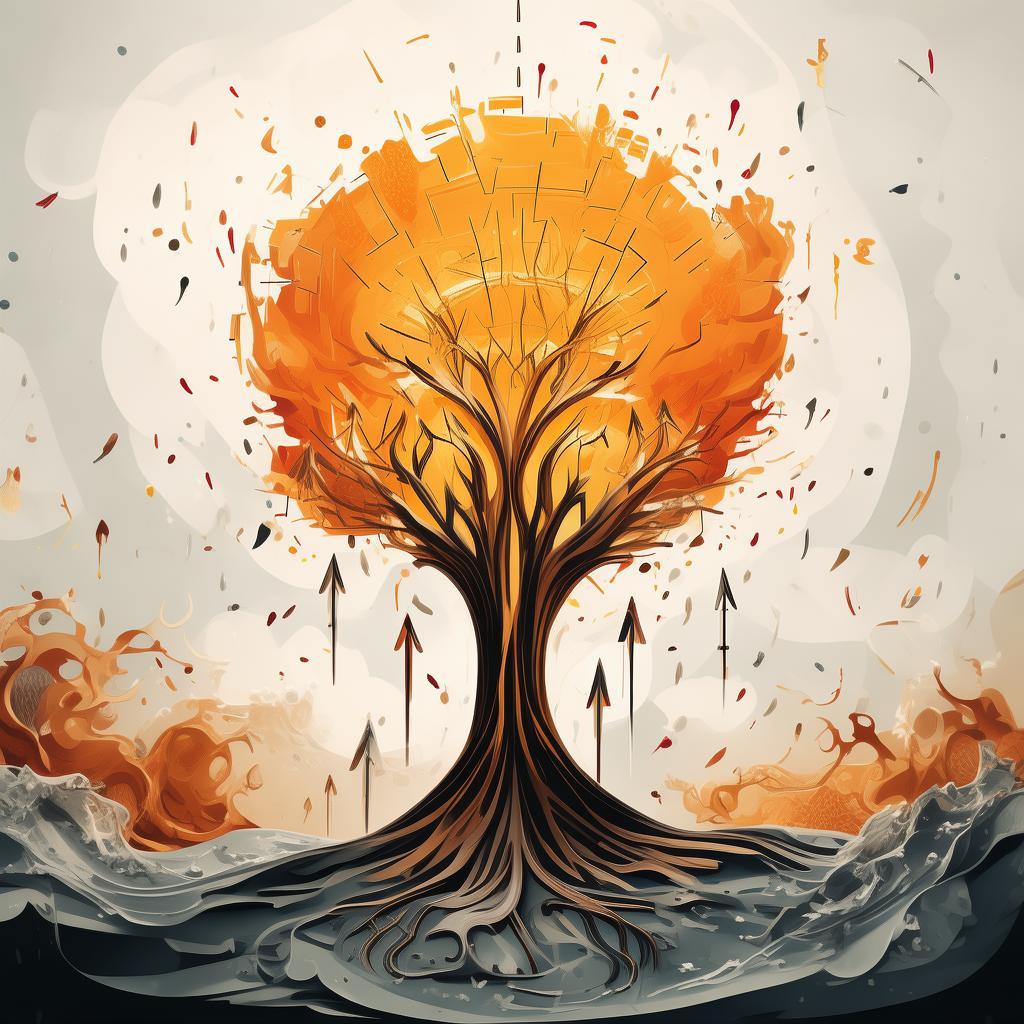 象征反脆弱能力——在压力下成长强韧的抽象插画